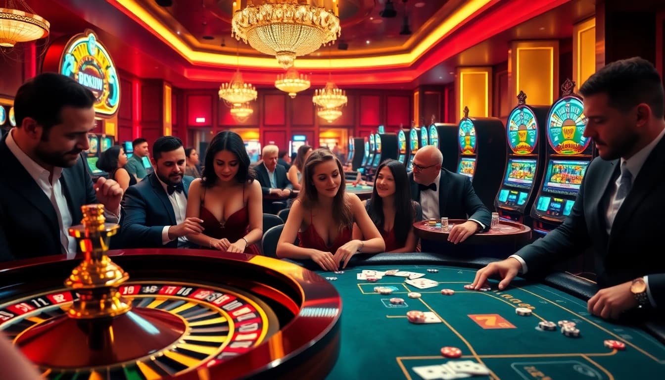 Experience the thrill at 79king with vibrant casino games including roulette and poker tables.