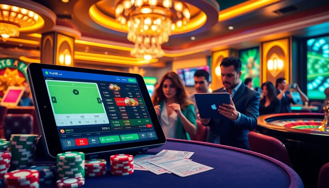Experience the thrill of thể thao ee88 sports betting with an exciting casino scene filled with action.
