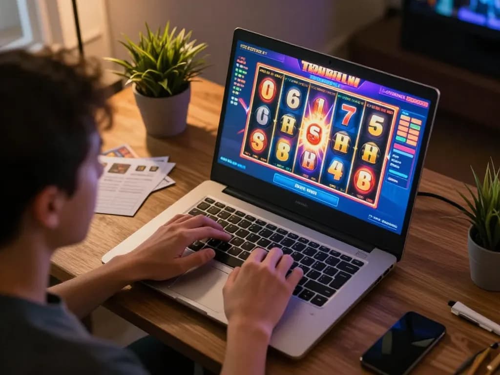 Engaging slot thailand gaming experience with vibrant colorful interface on laptop screen.