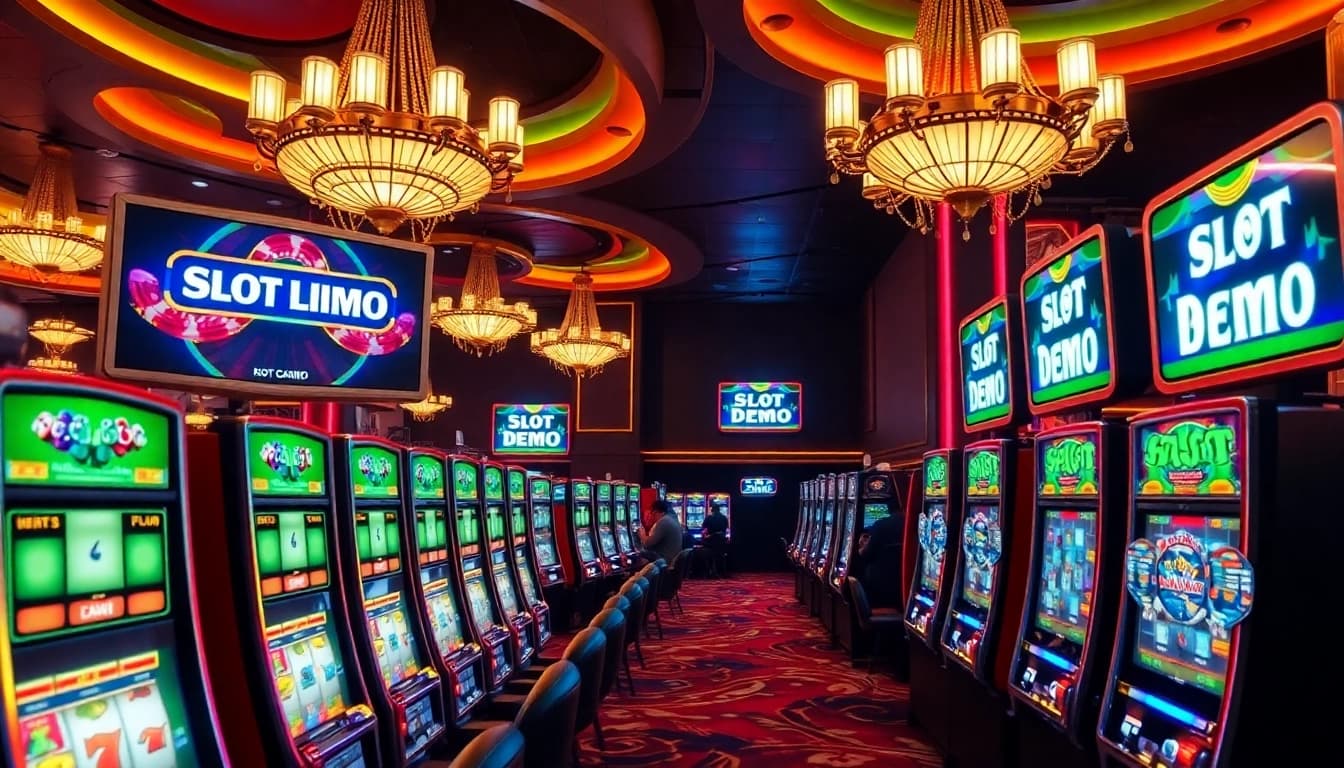 Engaging slot demo scene with vibrant graphics and players experiencing excitement.