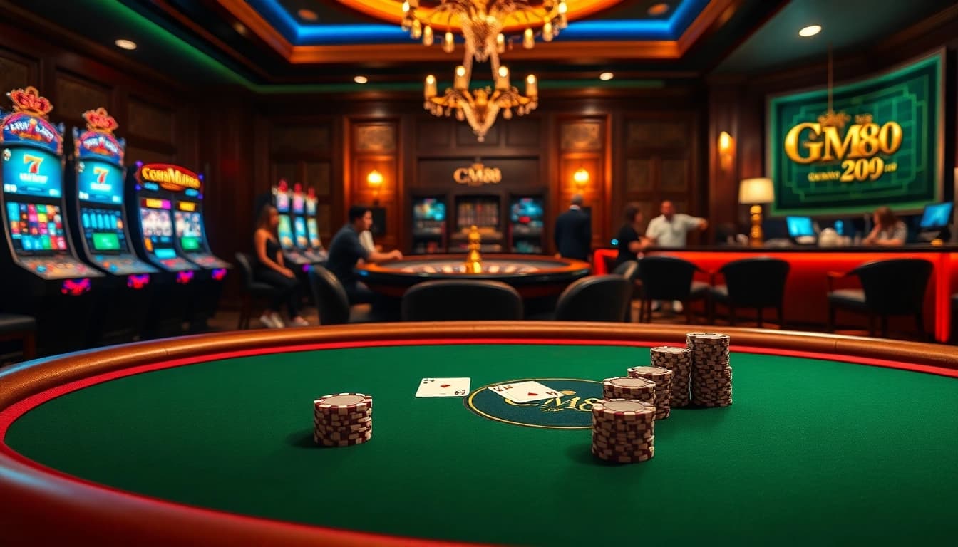 Experience CM88 gameplay excitement at a luxurious casino with vibrant poker and slot action.