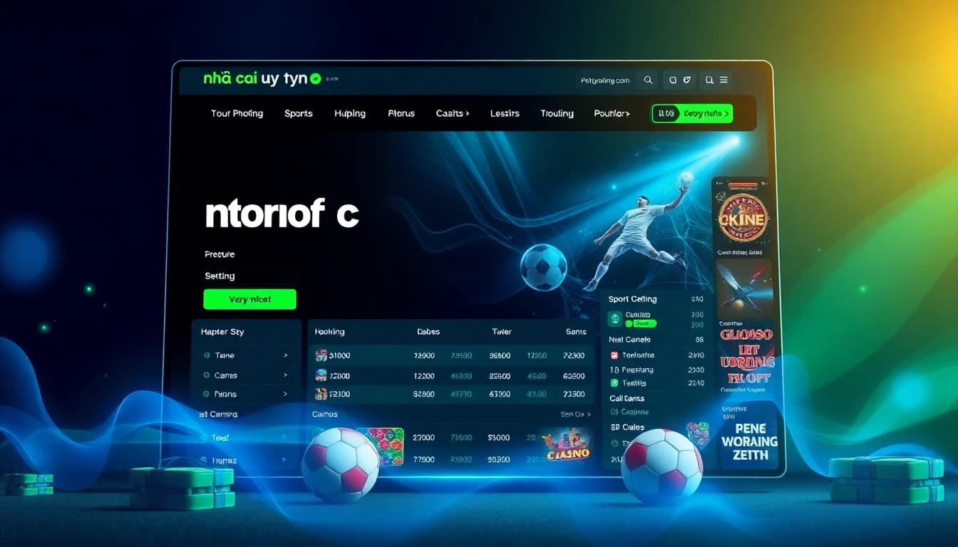 Online gambling interface showcasing nhà cái uy tín with vibrant design and options for sports betting and casino games.