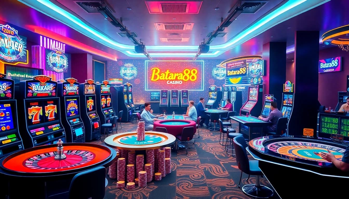 Experience thrilling gameplay at Batara88 with vibrant slot machines and poker action.