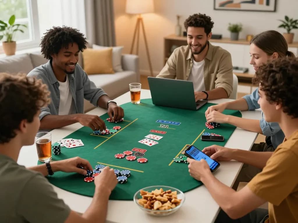 Engaging gameplay at https://hi88.casino/ highlights friends enjoying online poker in a cozy setting.