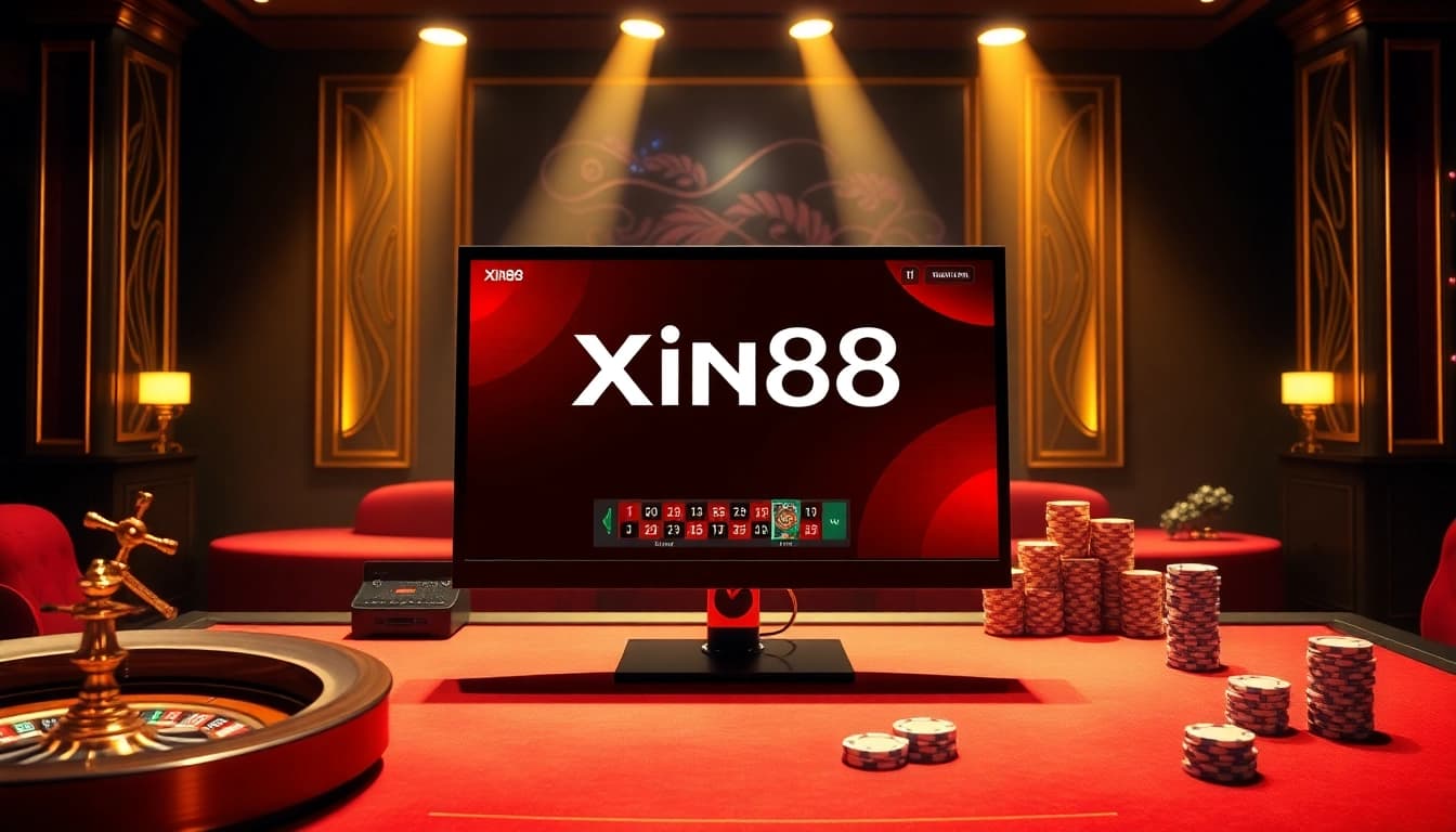 Experience exhilarating gameplay at Xin88 with vibrant casino tables and poker chips.