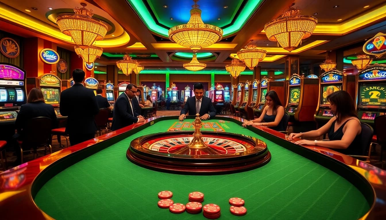Emas Toto players revel in a luxurious casino atmosphere, focusing on excitement and winning strategies.