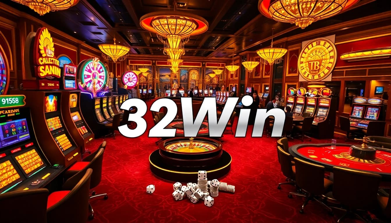 Experience the thrill at 32Win Casino with vibrant gaming tables and exciting slot machines.