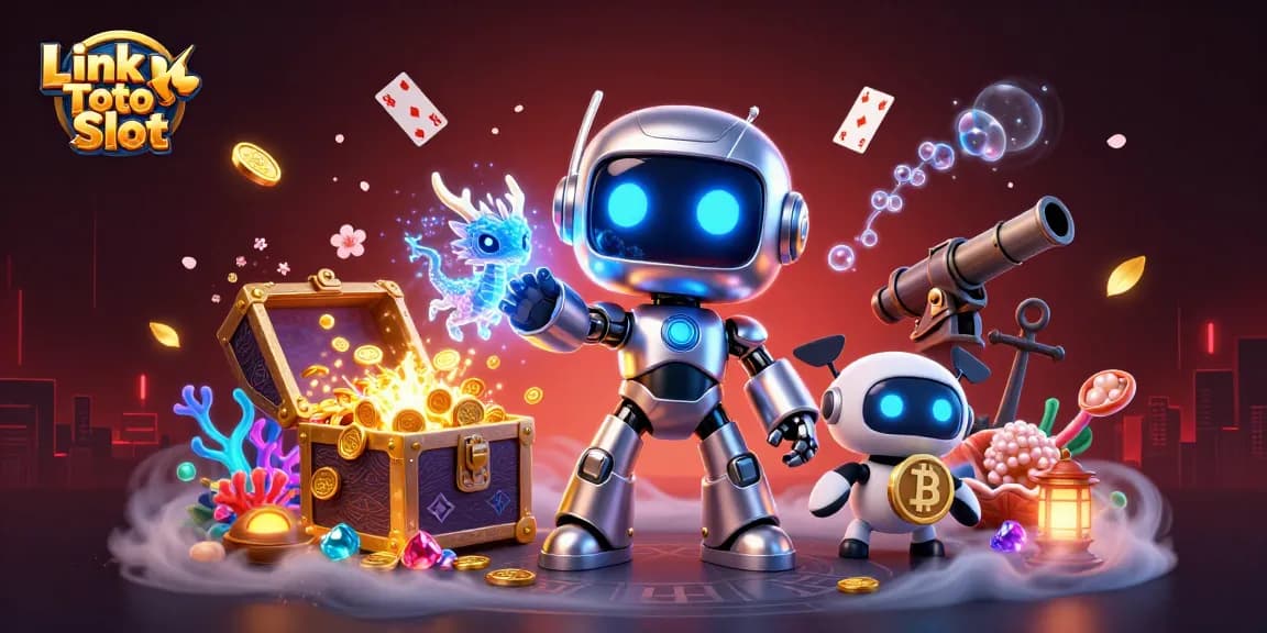 Link Toto Slot memicu jackpot dengan karakter robot futuristik dan elemen permainan kasino yang menarik.