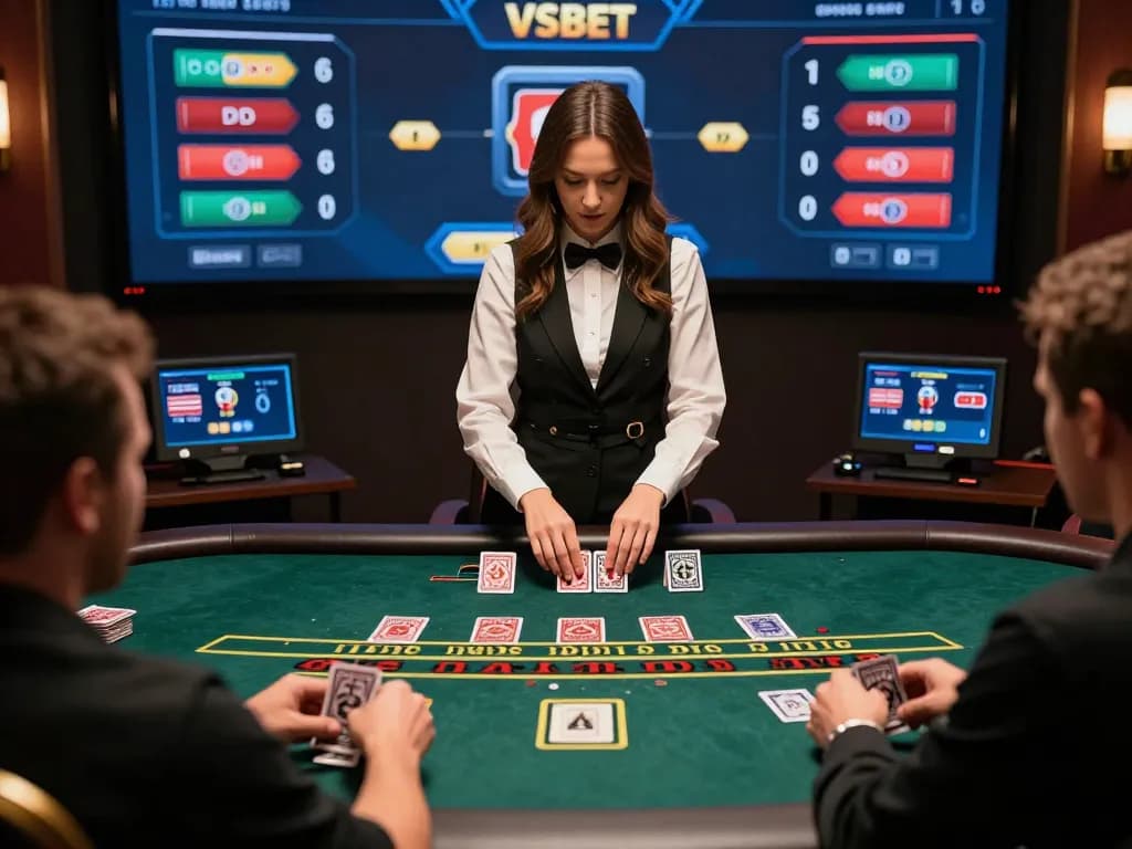 Experience the excitement of VSBET's online baccarat game with players engaged in strategic betting.