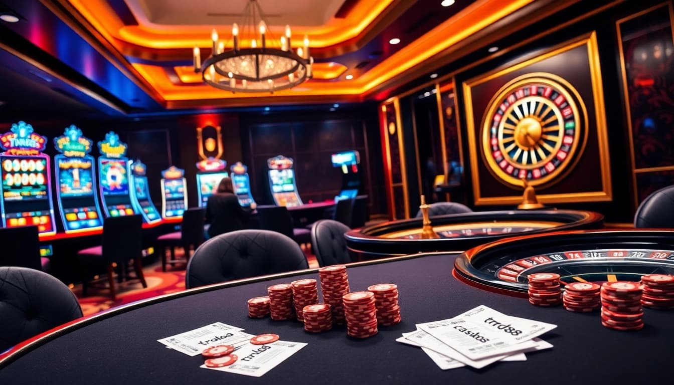 Experience thrilling gameplay at tr88 with vibrant casino tables and dazzling slot machines.