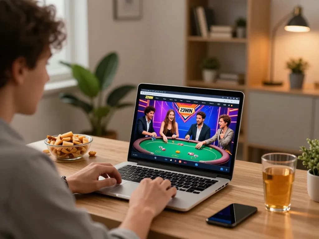 Engaging in a thrilling online game of poker on 23WIN platform with vibrant visuals.