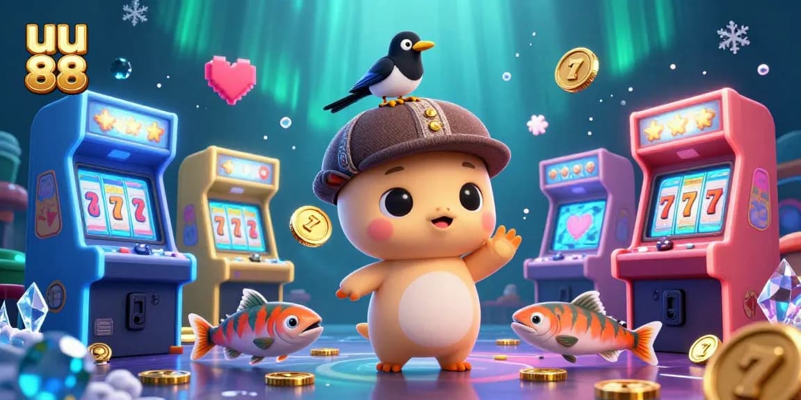 Experience exciting games at uu 88 with a whimsical scene featuring Nessie and friends gaming.