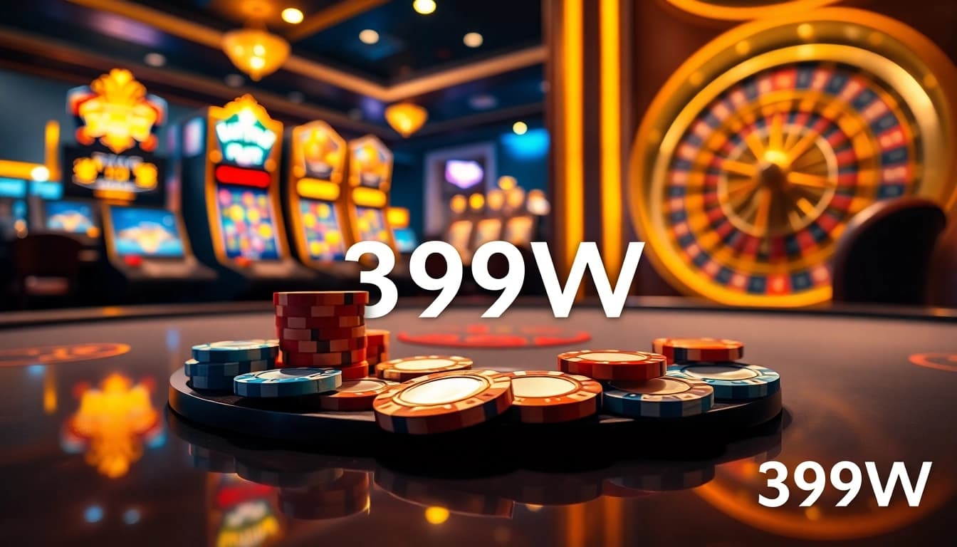 Players enjoying vibrant casino games at 399W, featuring colorful slots and poker tables.