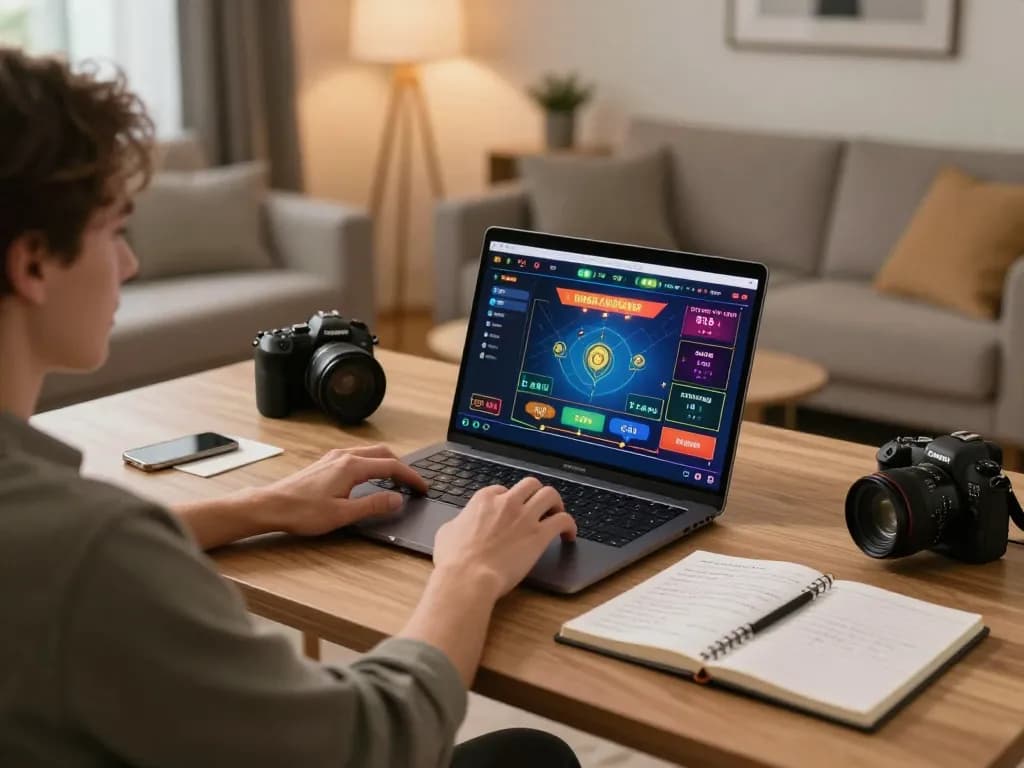 Player enjoying an immersive online gaming session at home using F168, showcasing live dealer interaction and strategic betting.