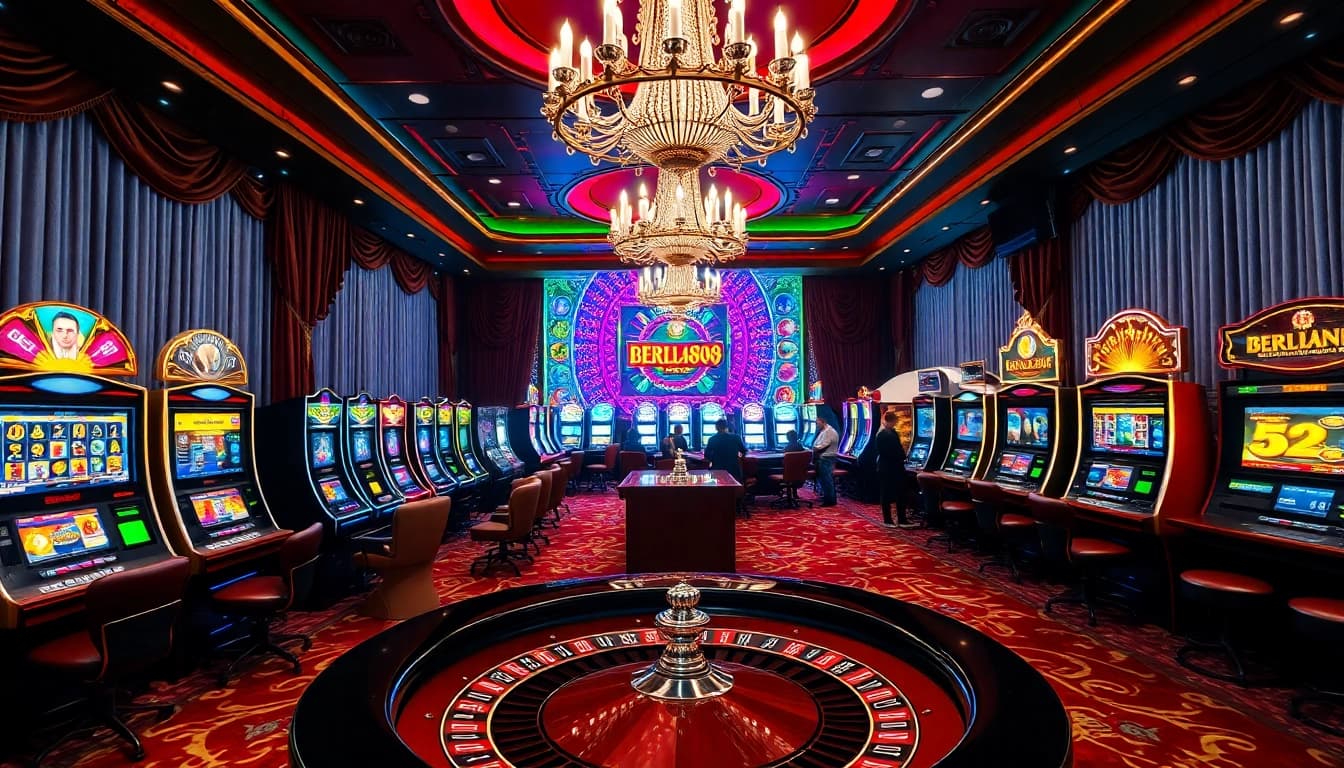 Experience the thrill of winning at BERLIAN888 with captivating slot machines and luxury atmosphere.