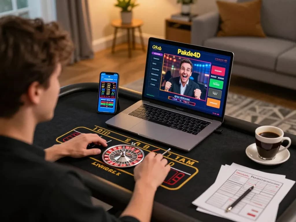 Engaging in live dealer roulette on Pakde4D's online casino platform from a cozy home setup