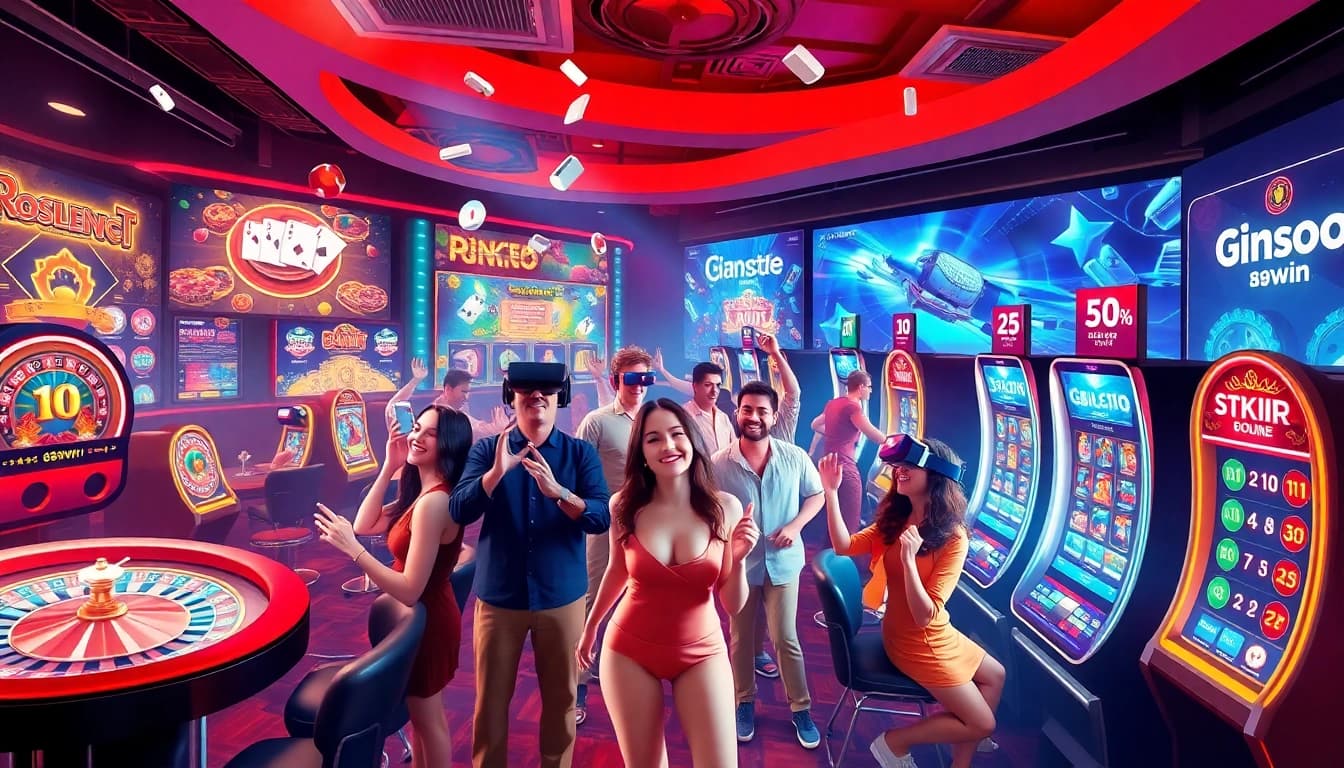 Dynamic casino scene at 98win showcasing diverse games and vibrant atmosphere