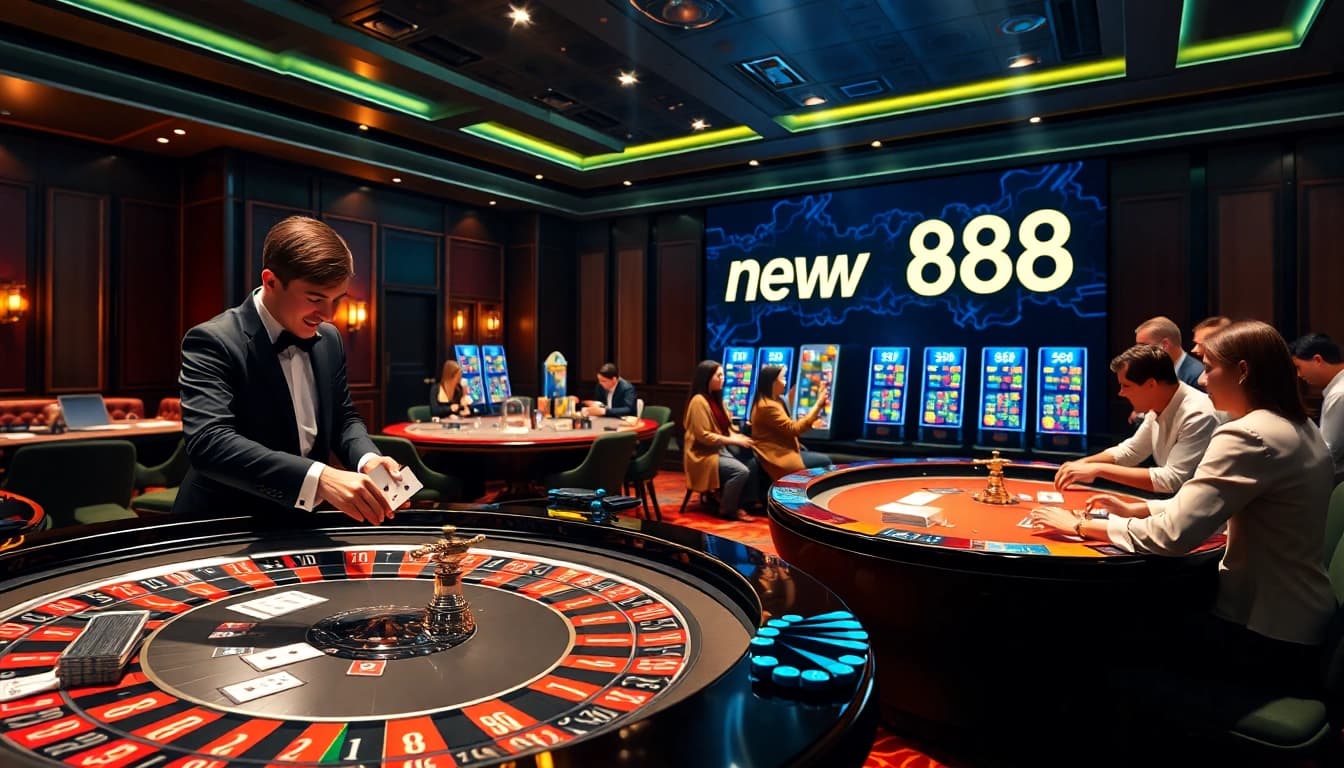 Experience thrilling gameplay at New 88 casino with vibrant tables and digital slot machines.