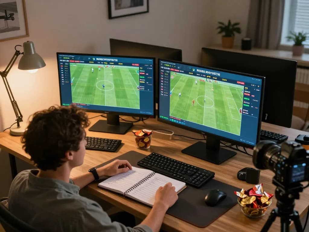 Kết quả bóng đá trực tuyến displayed on multiple screens during a dynamic sports betting session at home.