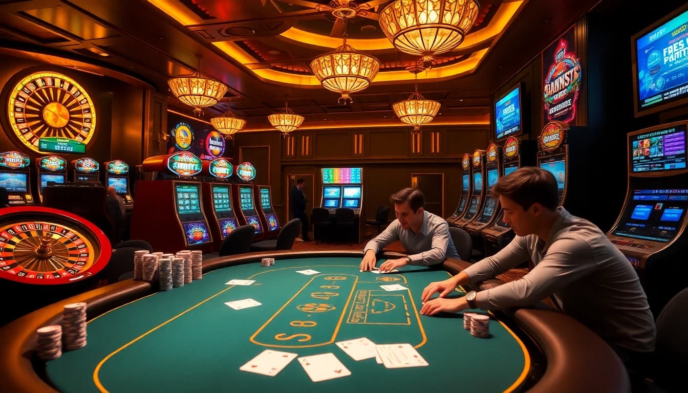 Exciting poker action at SV388 casino with vibrant chips and tables.