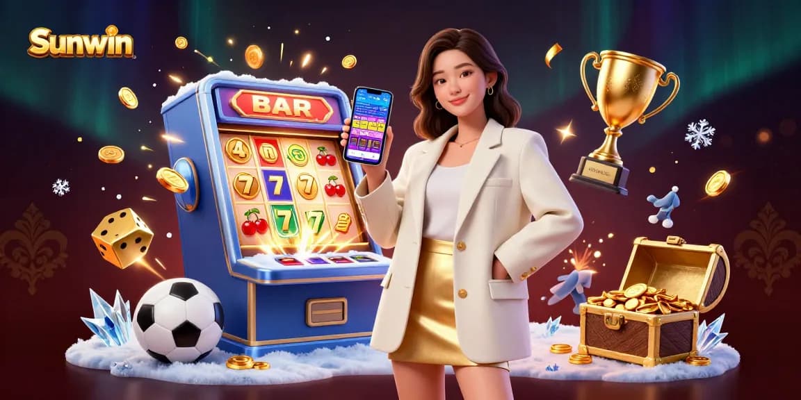 Experience exciting wagering with Sunwin as a dynamic Asian woman showcases a sports betting app.