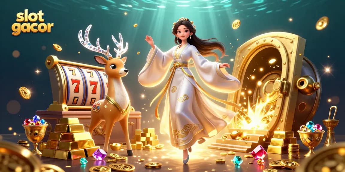 Spin the reels at slot gacor to unlock treasures and jackpots in a vibrant casino scene.