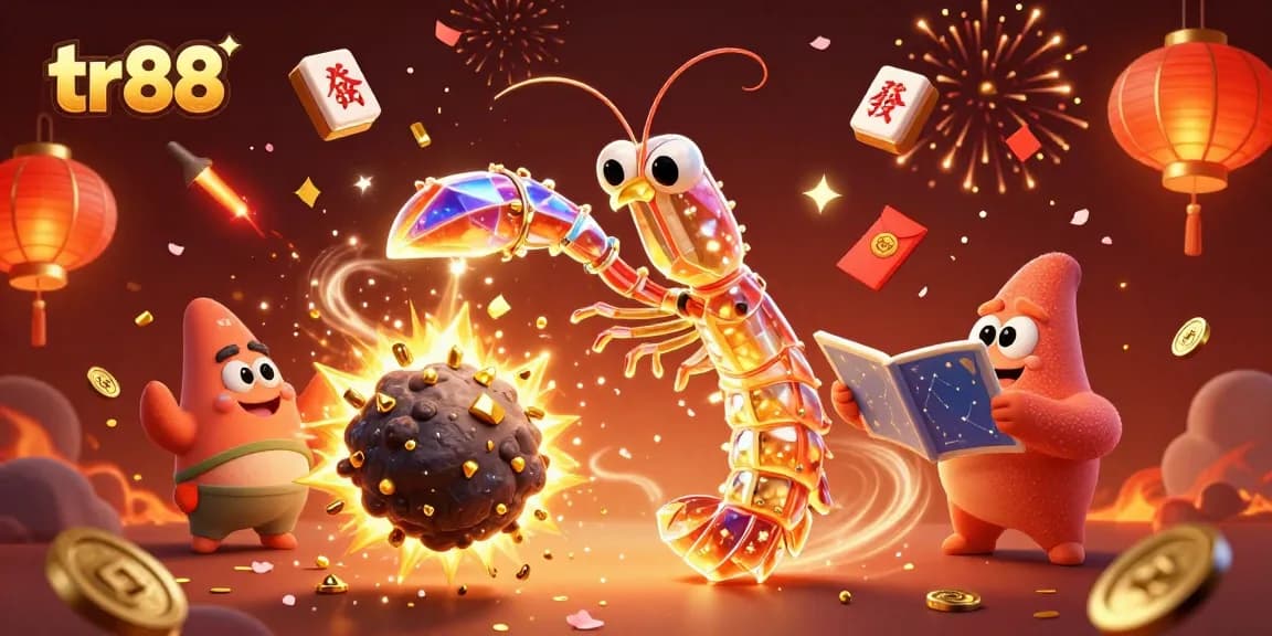 Experience thrilling action at tr88 as a mantis shrimp shatters asteroids into treasure.