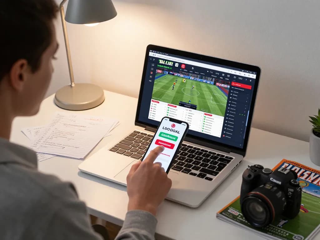Engaging home sports betting scene with LGOGOAL cashback offer and live bets displayed.