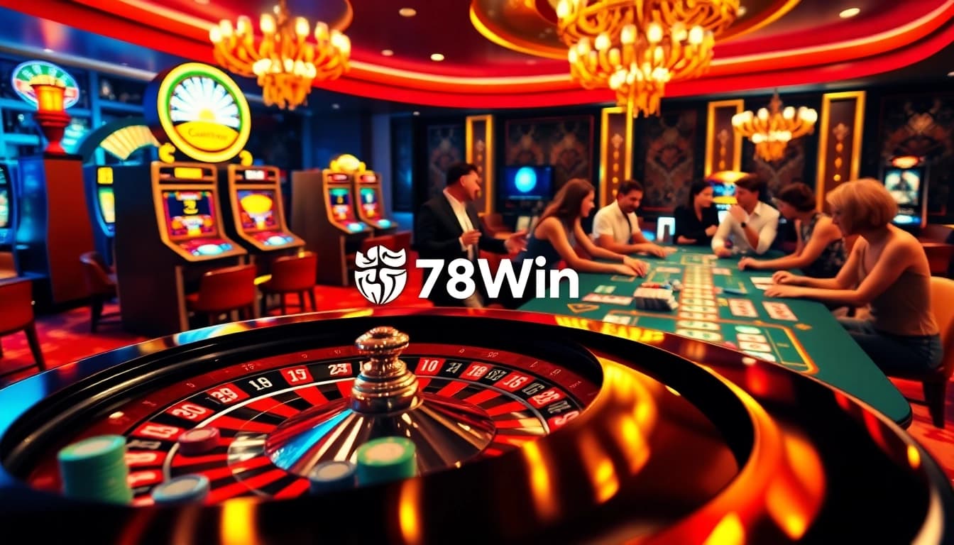 Players enjoying thrilling table games at 78Win casino, showcasing excitement and engagement.
