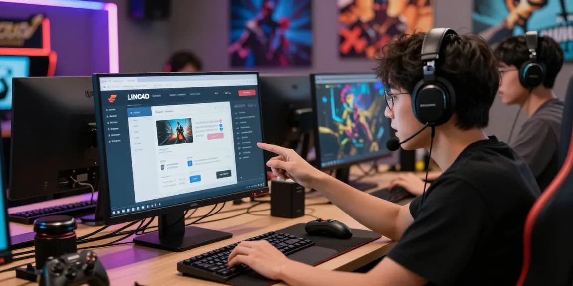LING4D helpdesk environment with tech support assisting users in vibrant online gaming.