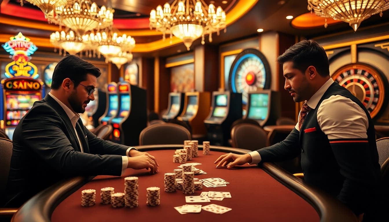 Experience thrilling poker action at LuongSonTV with vibrant casino visuals and excitement.
