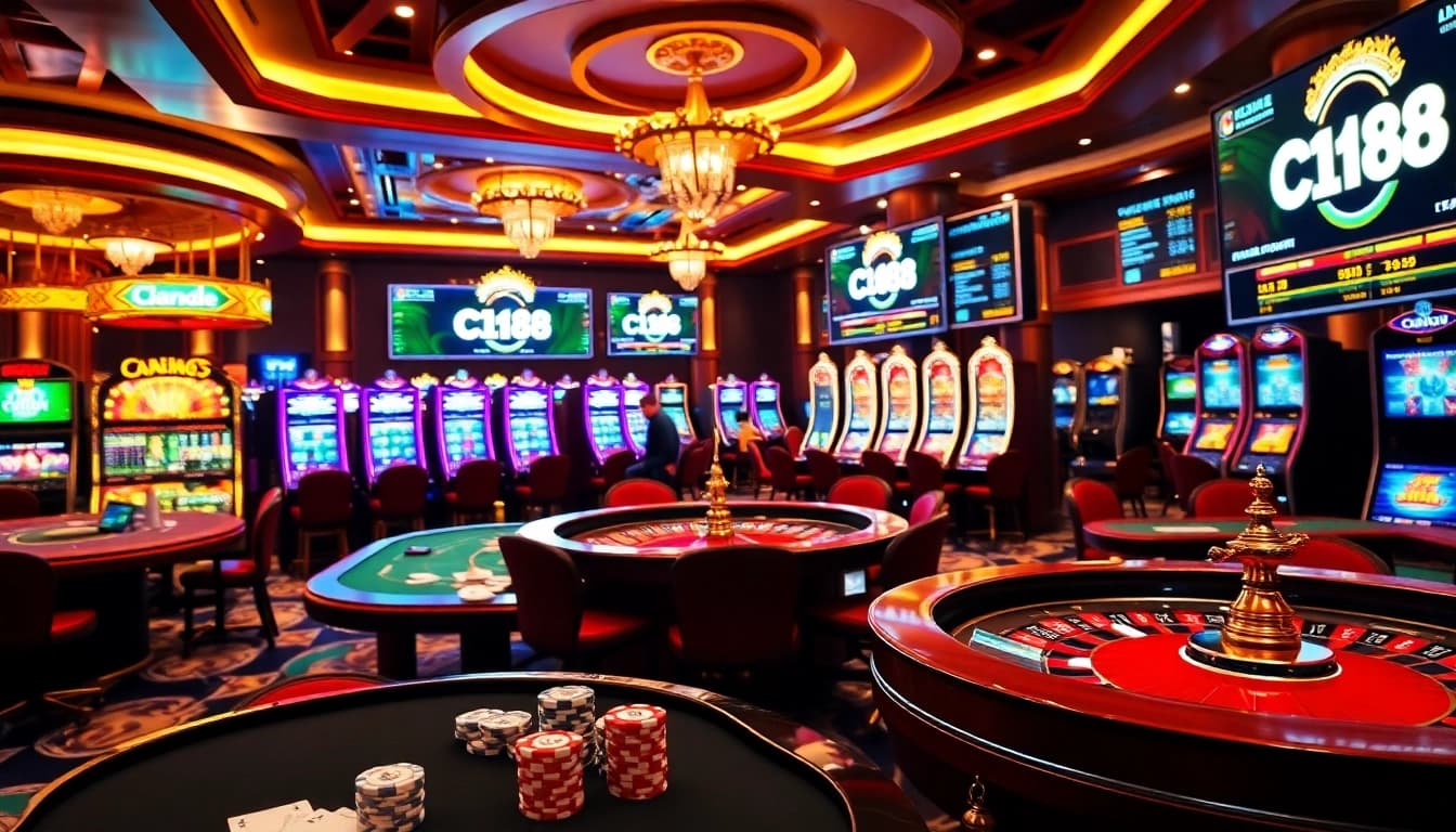 Experience the excitement at C168's casino tables with vibrant gaming elements.