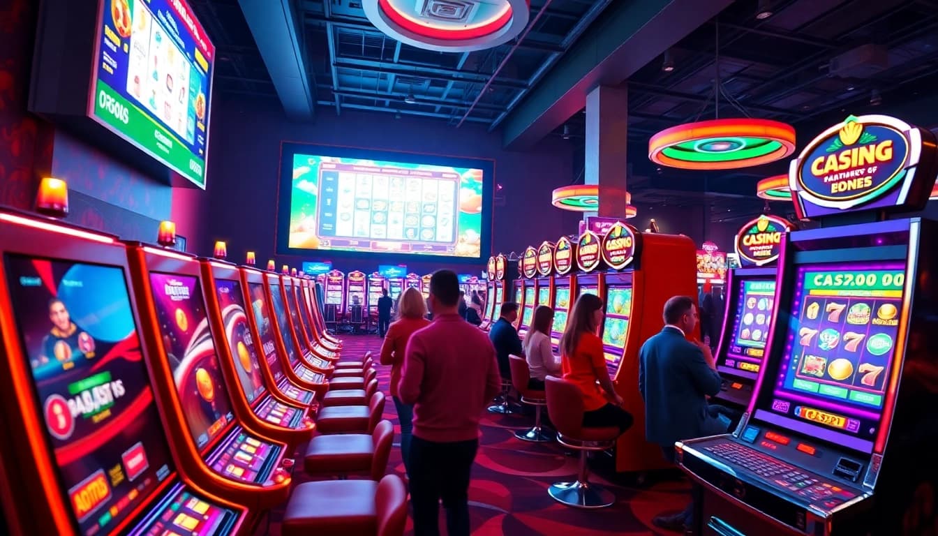Exciting visual of slot gacor machines in a vibrant online casino atmosphere.