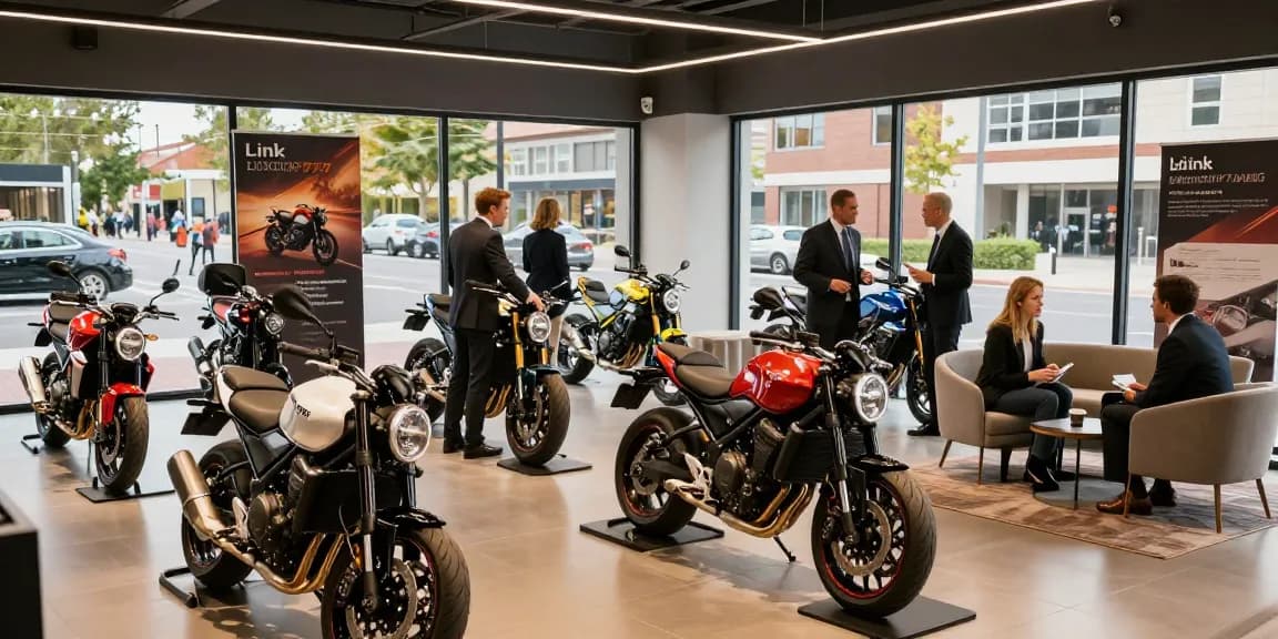 Pengunjung melihat koleksi Link LUXURY777 sepeda motor mewah di showroom