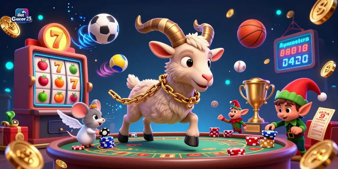 Menangkan permainan Slot Gacor25 dengan banyak simbol slot dan chip yang bersinar melawan latar belakang magis.