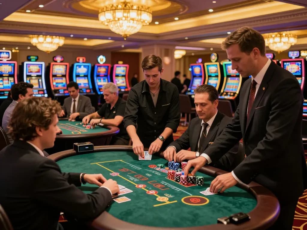 Players strategizing at blackjack tables while enjoying a thrilling experience on https://lc88app.com/ casino floor.