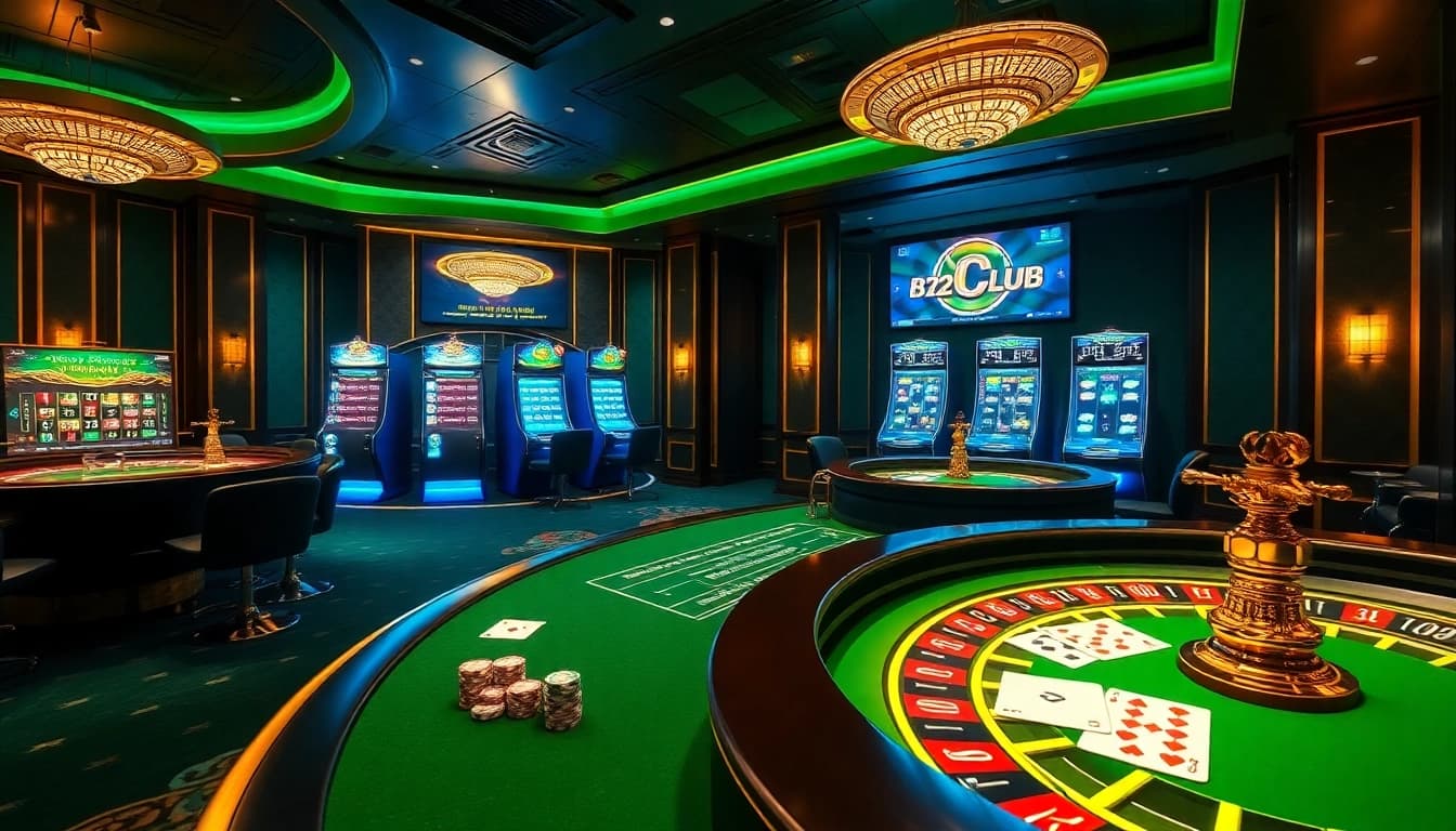 Players engaging in exciting games at B52 Club, showcasing vibrant casino tables and thrilling online gambling.