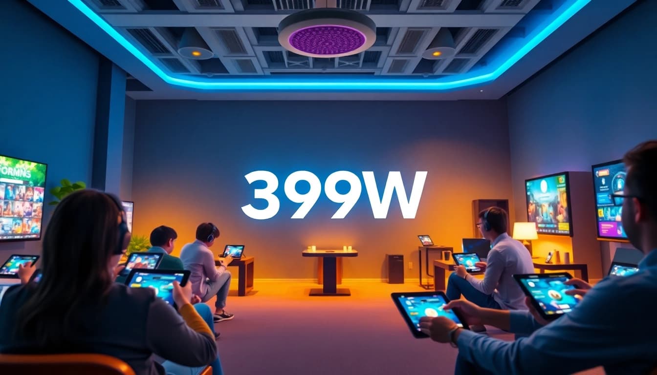 Engaging online gaming scene featuring 399W logo with users enjoying casual games.