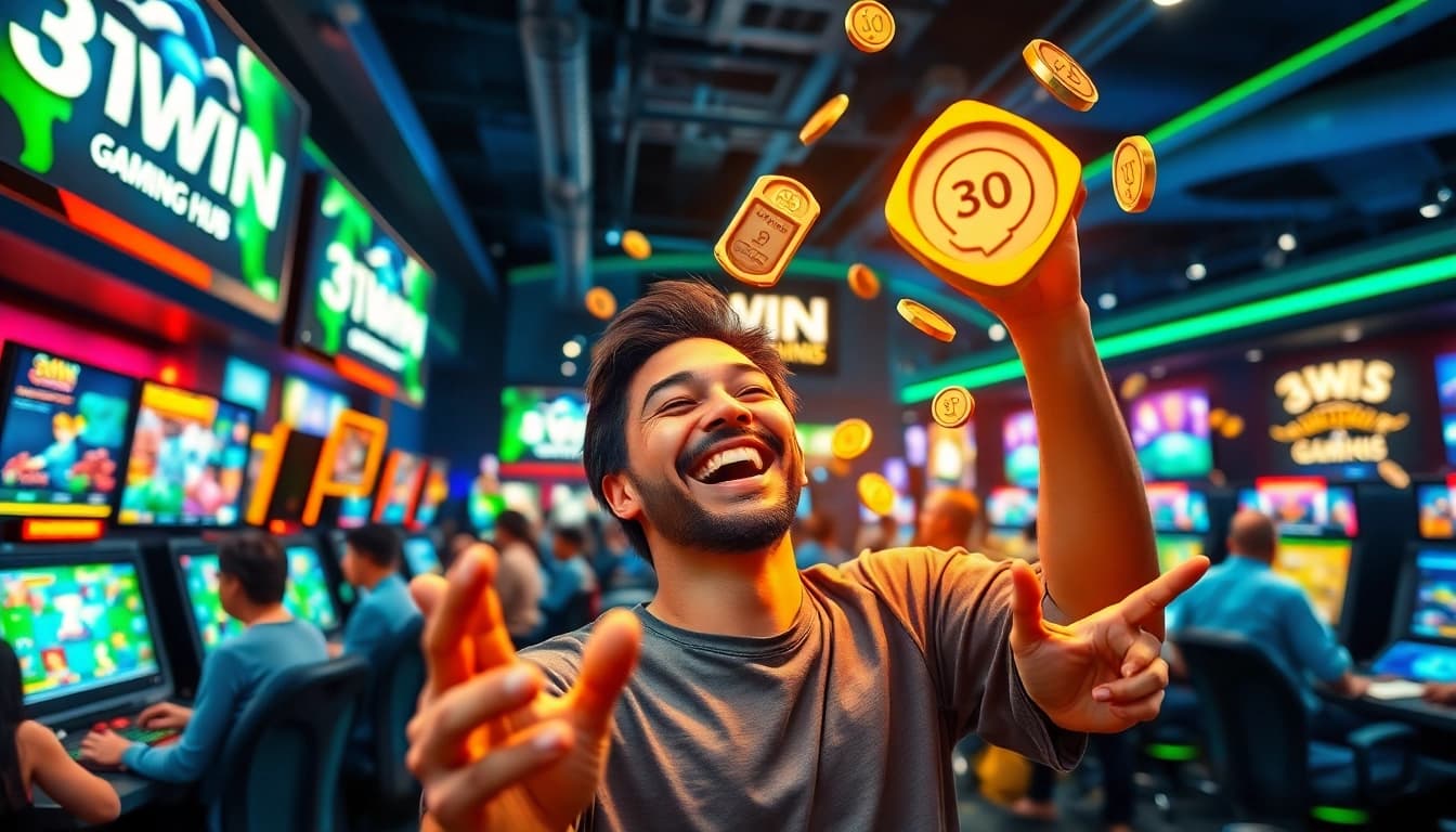Exciting gaming experience at https://3winn.it.com with players celebrating victories in a modern, secure environment.