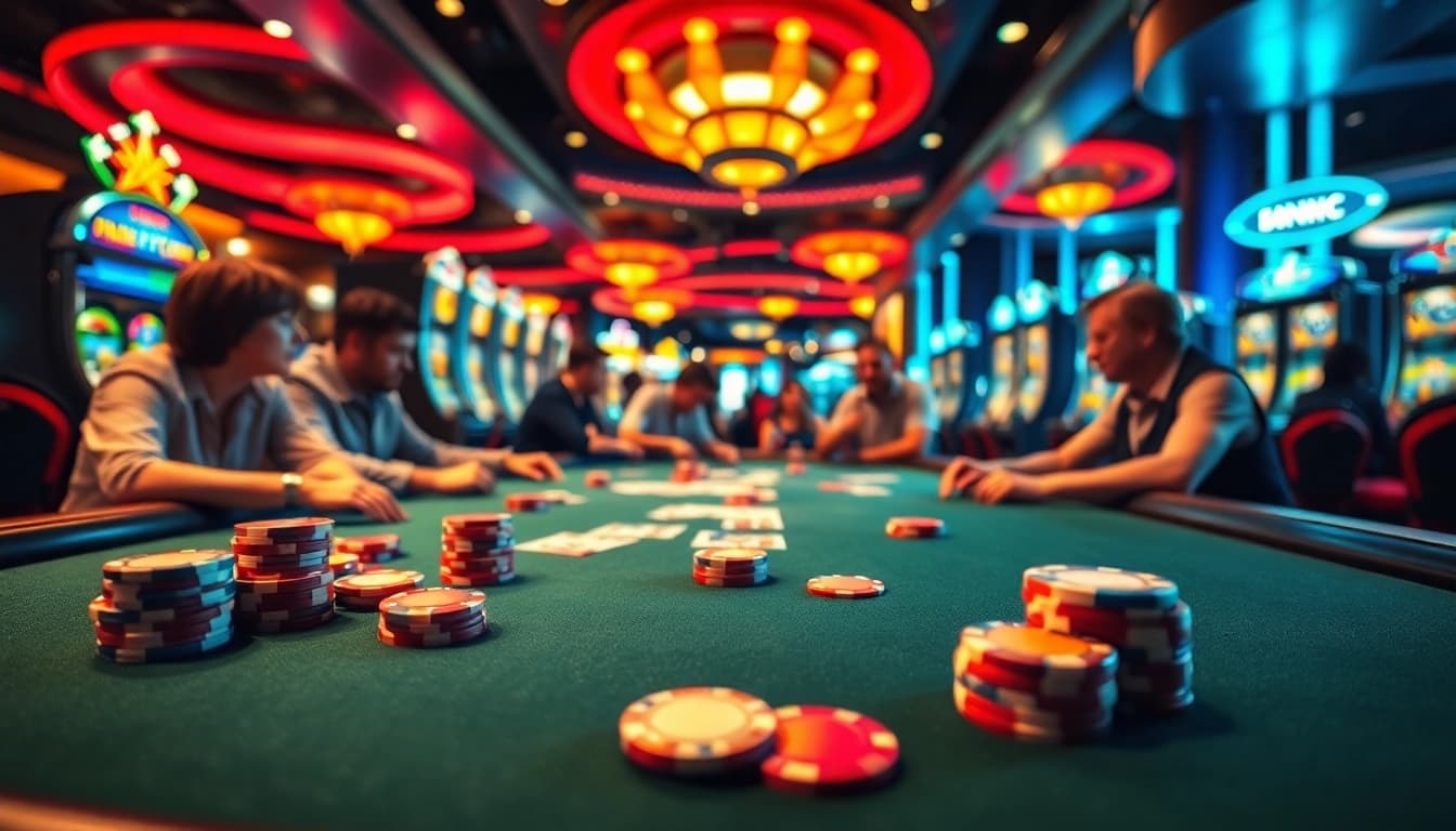 tkp188 menang di meja poker kasino dengan suasana yang hidup dan menarik.