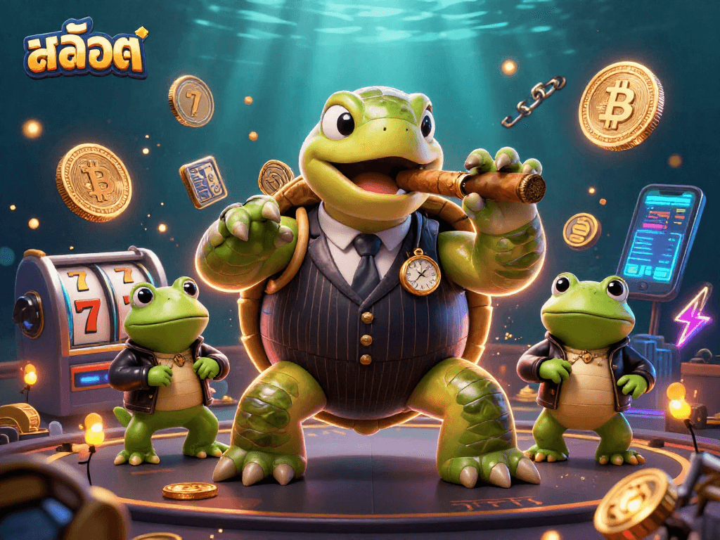 Engage with exciting สล็อต experiences alongside a vintage mobster turtle and powerful bullfrogs.