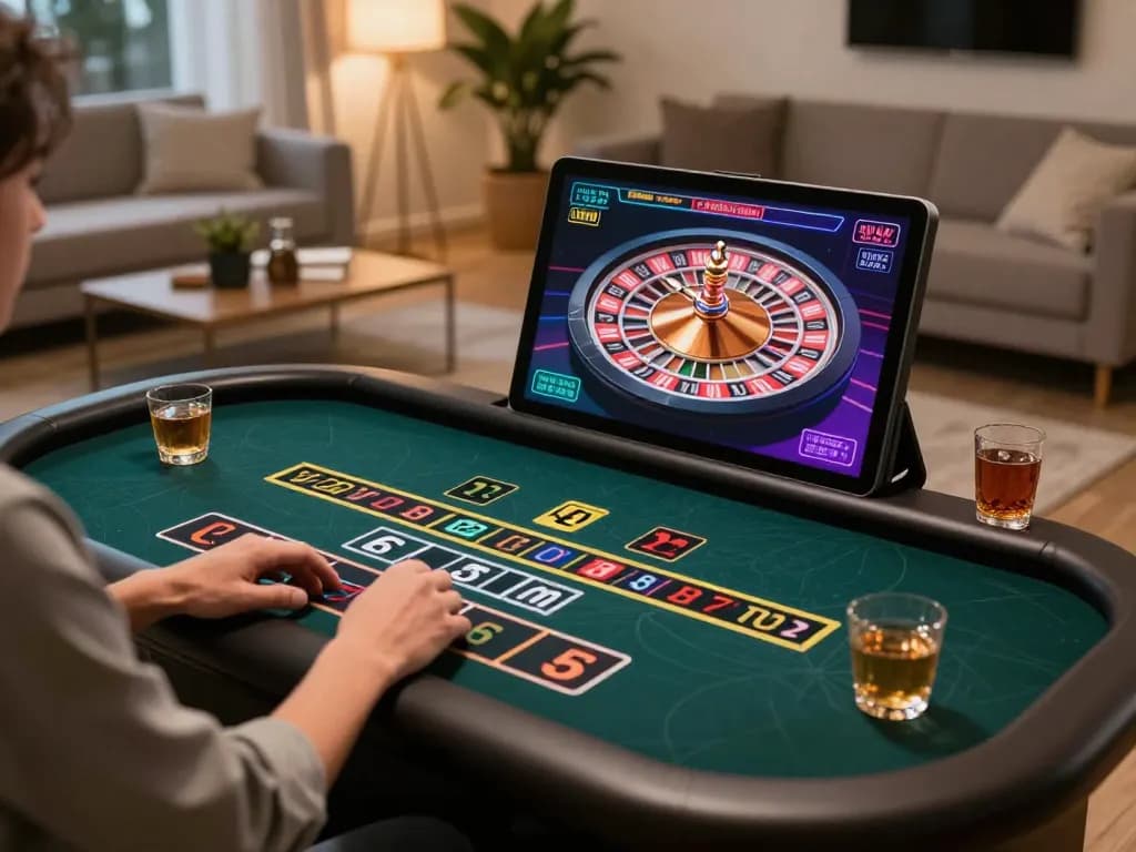 78win user engaged in a live dealer game on tablet in a stylish home setting