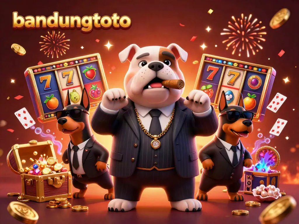 Experience thrilling wins with bandungtoto in this vibrant casino scene featuring slot reels and a mafia theme.