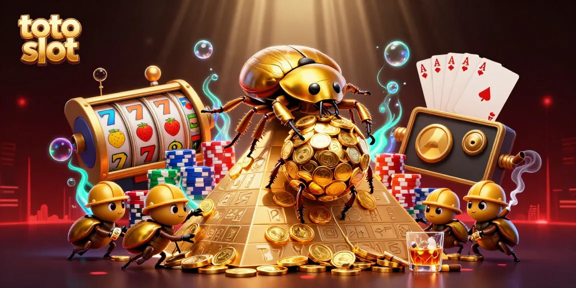 Menggertakan simbol jackpot dalam skenario totem slot yang menawan dengan koin emas mengelilingi meja poker