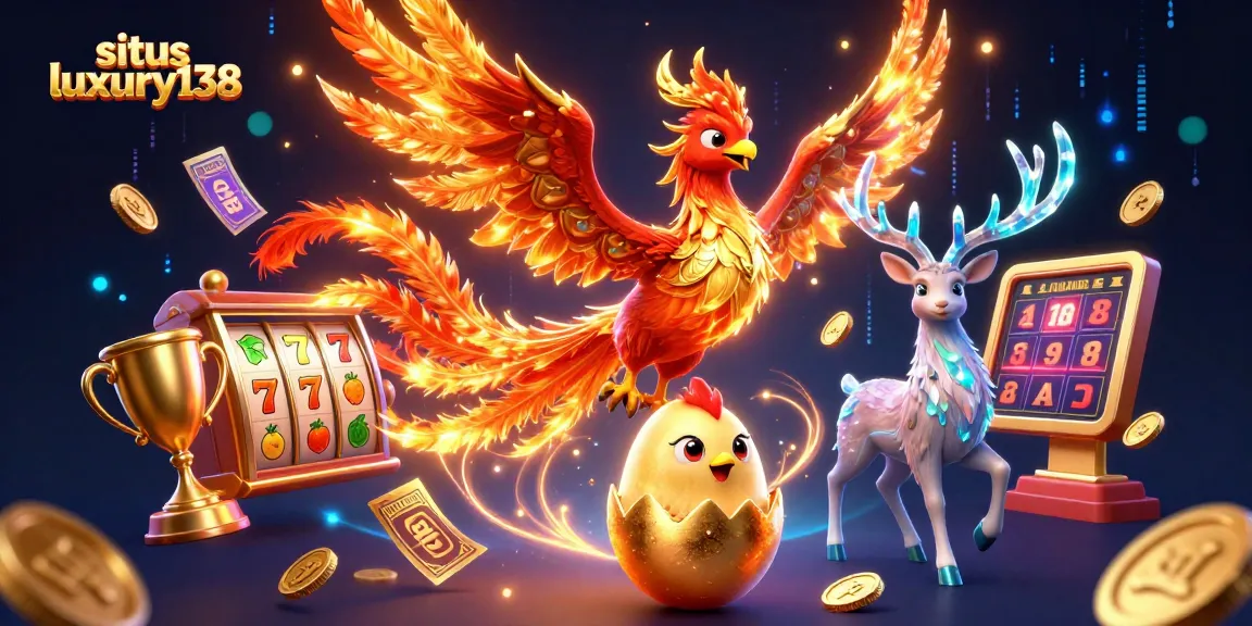 Bet big with situs luxury138 featuring a spectacular phoenix and winning slot symbols!