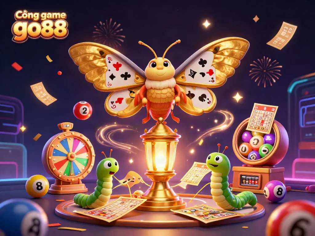 Engage with Cổng game go88 featuring vibrant lottery elements and a majestic atlas moth design.