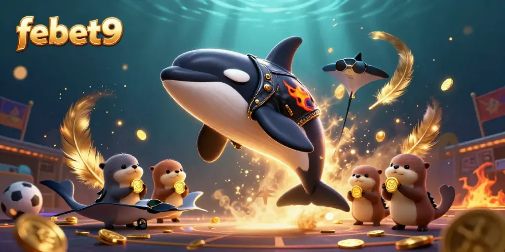 Experience thrilling moments at febet9 with energetic sea creatures in a vibrant underwater casino setting.