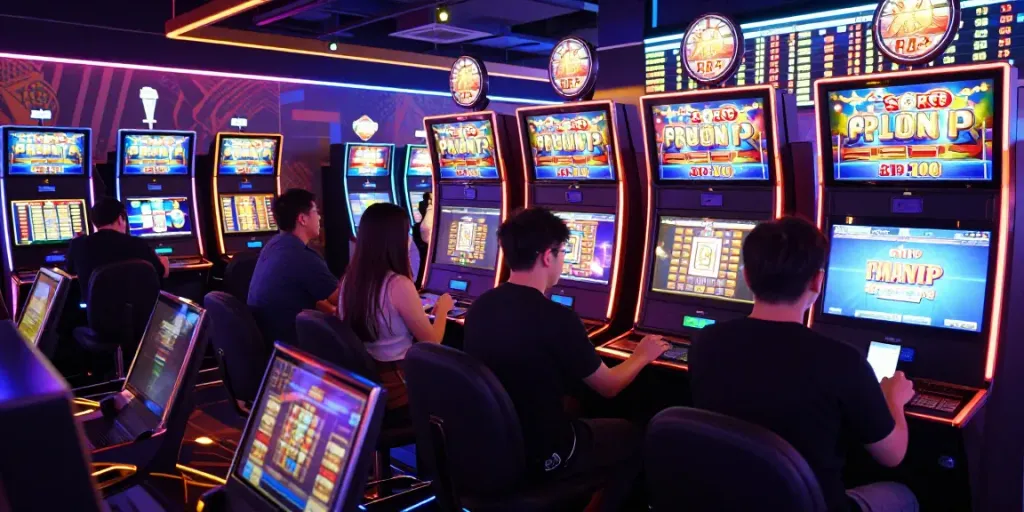 Permainan slot gacor di BUKUMIMPI138 dengan RTP tinggi, pemain menikmati suasana kasino online.