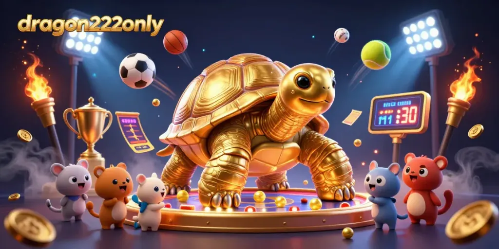 Engage in thrilling gameplay at dragon222only with a vibrant 3D illustration of a colossal tortoise pinball machine.