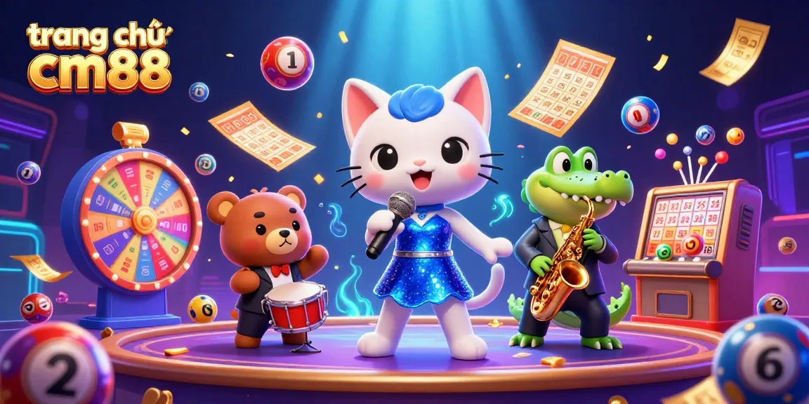 Experience vibrant action at trang chủ cm88 with the jazzy cat and friends in a lively casino scene.